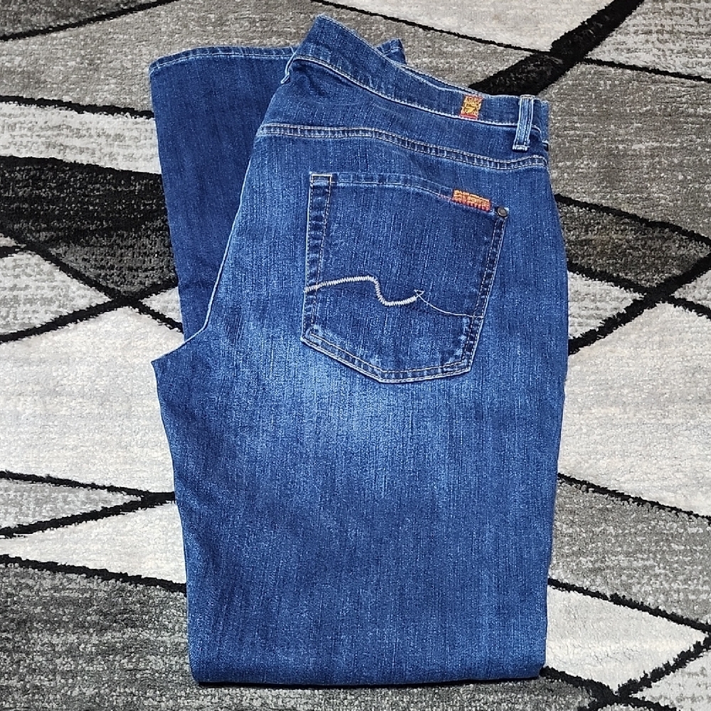 7 FOR ALL MANKIND EMBROIDERED FOOLPROOF STRAIGHT-LEG DENIM JEAN 36